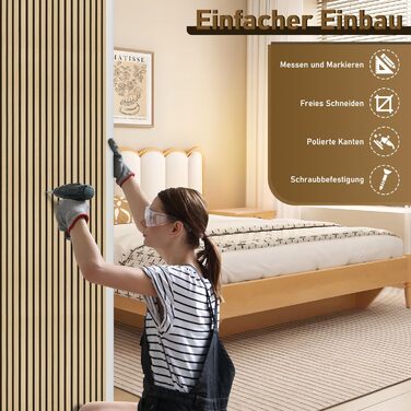 Акустичні настінні панелі з дерева та фетру 120x60 см, звукопоглинаюча обробка стін з шпоном дуба, набір 2 шт (1,44 м²), колір дуб