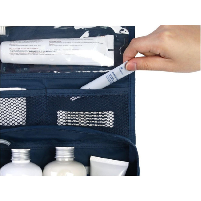 Сумка для туалетних аксесуарів на гачку | Складна дорожня сумка для туалетних речей з ручкою | Багатофункціональна косметичка, компактна сумка для туалетних аксесуарів, валізка для миття для чоловіків та жінок, темно-синій