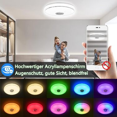 Світлодіодна стельова лампа 48W з Bluetooth-динаміком, діммована, зоряне небо, RGB, керування пультом або через додаток, музика, для спальні та дитячої кімнати