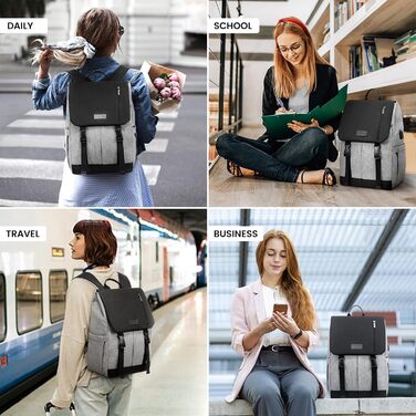 LOVEVOOK Рюкзак для жінок Елегантний 15.6 дюймів для ноутбука Водостійкий Шкільний рюкзак для дівчаток, підліток, рюкзак для жінок, рюкзак на кожен день, для університету, школи, подорожей, бізнесу (15.6 дюймів, Сірий, Чорний)