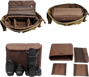 Водонепроникна фотосумка Neuleben для DSLR, наплічна, вінтаж, велика, з канвасу та шкіри, зелена