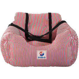 Автокрісло для собак Bloblo – для маленьких та середніх собак, цуценят. З кишенькою та страхувальним ременем. Зручне та безпечне автоліжко (Червоний, смужки)