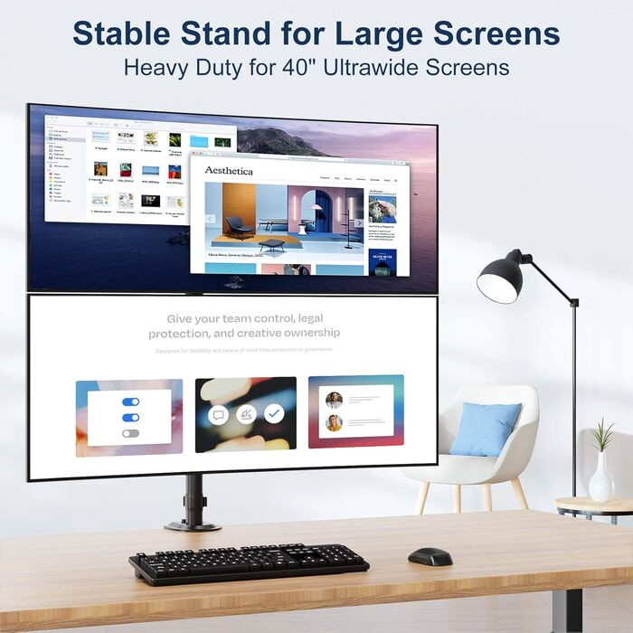 Підставка для монітора STANDOPIA на 2 монітори, 17-40 дюймів, 12 кг, регулювання висоти, нахил, поворот, VESA 75/100 мм