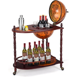 COSTWAY Globusbar Minibar World Globe Wine Rack Bottle Rack Globe Bar Home Bar Cocktail Bar Decorative Bar Table Bar, with Wheels, with Tabletop
