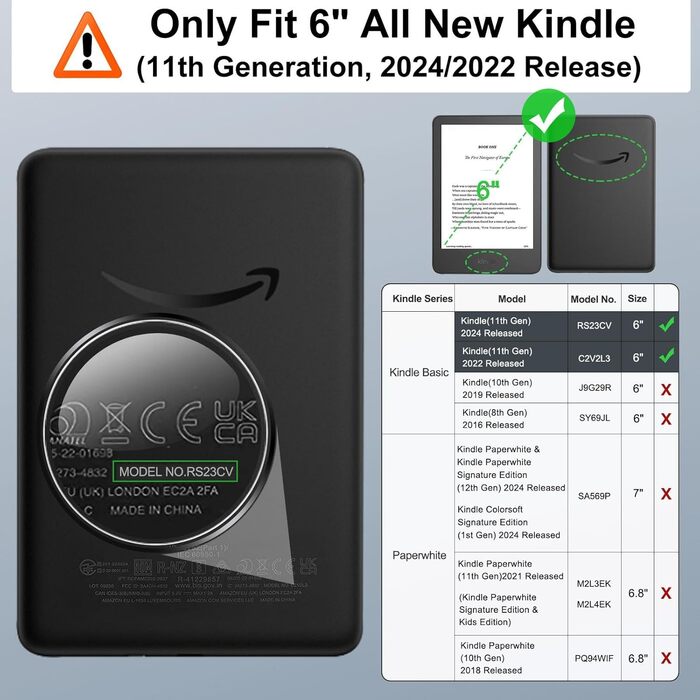 Чохол для Kindle 11 (2024/2022) MoKo, рожевий, з авто-вимиканням, для Kindle 2024