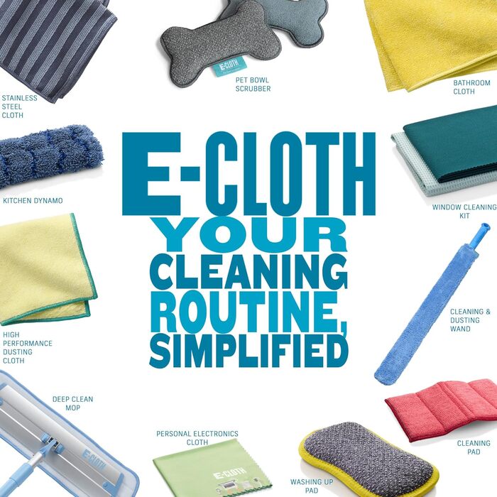 E-Cloth Deep Clean Mop Head, microfiber replacement for floor cleaning, ideal for hardwood, laminate, tile, and stone floors, washable and reusable, 4 pack