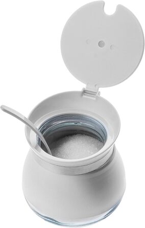 Цукорниця KADAX з ложкою, 270мл, контейнер для цукру з порошковим покриттям, 9x9см, цукрониця в 2 кольорах, дозатор для спецій з кришкою для чаю, цукру (білий)