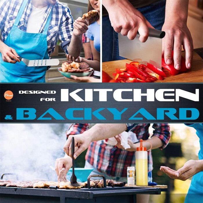 Набір для гриля Huolewa, нержавіюча сталь, 9 предметів: лопатки, щітки, турнери, сумка. Професійний аксесуар для BBQ, тепаньякі та кемпінгу