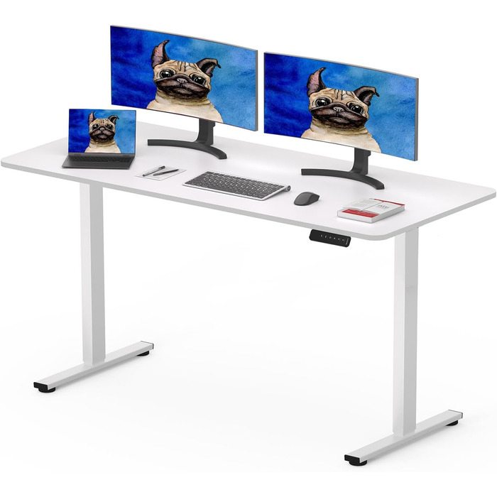 Електричний регульований стіл Sanodesk 120x60 см, білий - з пам'яттю налаштувань та інтелектуальною панеллю
