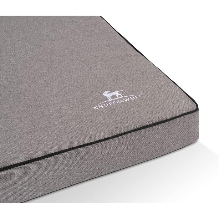 Ортопедичний лежак для собак Knuffelwuff Nantucket з велюру, ручної роботи, XL 100 x 70 см, знімний чохол, прання, для великих, середніх та маленьких собак (сірий)