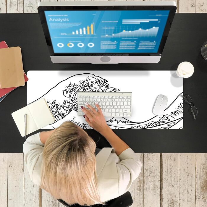 Ігрова мишка Pad Ovenbird з картографічним малюнком, з прошитими краями, великий XL, 80 x 30 см, чорний