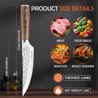 Ніж кухарський Kitchvalor 6 дюймів з високим вмістом вуглецю, з нержавіючої сталі, з ергономічною ручкою, подарункова коробка