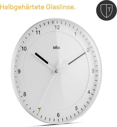 Braun Classic Large Radio Wall Clock, Central European Time Zone (CET/GMT+1) with a quiet movement, easy-to-read dial, 30cm diameter, white model BC17W-DCF.