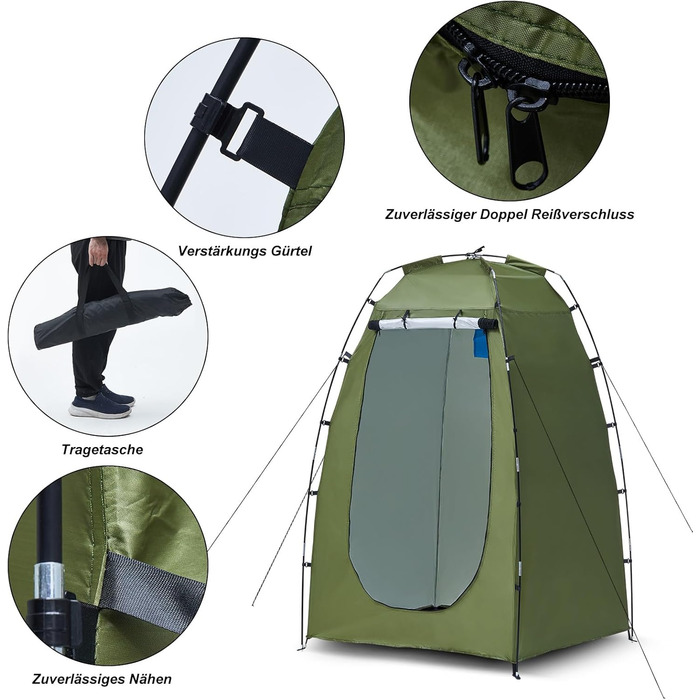 CLIPOP Pop-Up Tent - Waterproof, Lightweight, 1-Layer Spring Camping Tent - Easy Setup for Beach, Hiking, Festival & Outdoor Use (Green)