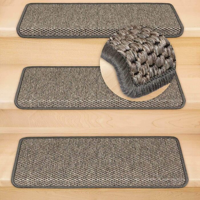 Ступінчасті килимки для сходів Kettelservice-Metzker Ґетеборґ, сіро-коричневі, набір з 15 шт.