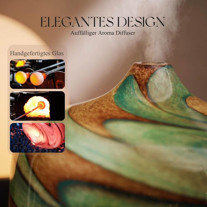 Дифузор ароматної олії Porseme 500 мл, скляний, ультразвуковий, з LED-підсвіткою 7 кольорів, для ефірних олій, тихий, для дому (Rosegold)