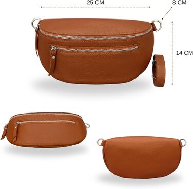 Жіноча сумка Brise Art Lucia з екошкіри, італійського виробництва: сумка через плече, поясна, 3 відділення, чорна (2) / коньячний (3)