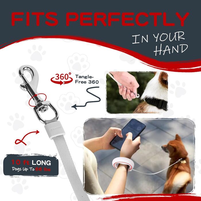 Висувна поводок для собак, ручне кріплення, 3 м, без спутанню, з тримачем для пакетів, для середніх та маленьких собак (чорний/зелений) (білий/червоний)