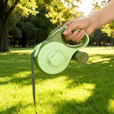 Рулетка для собак з LED-підсвічуванням та тримачем для відходів, 8 м, для собак до 50 кг, без перекручування, з функцією швидкого гальмування