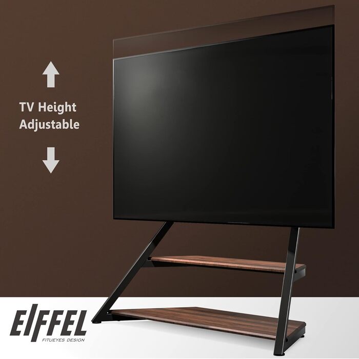 FITUEYES Modern TV Stand for 75-100 inch TVs - Adjustable Height, Swivel, Wood & Metal, Cable Management, VESA 800x600, Eiffel Series