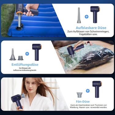 Акумуляторний ручний пилосос Handstaubsauger 15000 Па, 4-в-1, з дисплеєм LED, USB зарядка, для авто, дому, шерсті тварин, блакитний