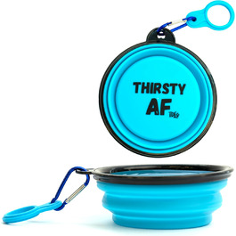 Складаний миска для собак TDL, 350 мл, блакитний: для води та корму, з карабіном та тримачем для пляшки