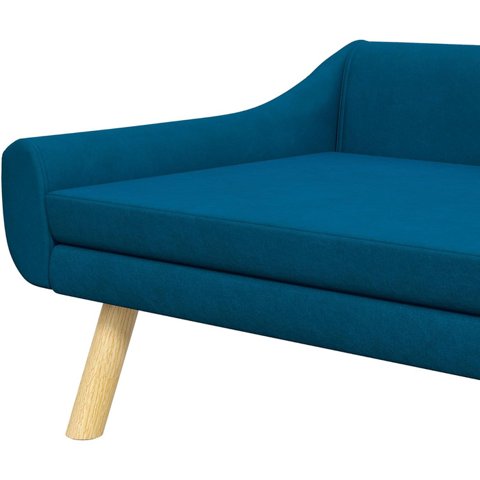 PawHut лежанка для собак з м'яким подушкою, лежанка для тварин з дерев'яним каркасом, знімний та пральний чохол, для середніх та великих собак, блакитна