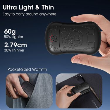 Електричні грілки для рук, 2 шт. 6000 мАг, акумуляторні, багаторазові, для спорту, полювання, кемпінгу, теплий подарунок, чорний