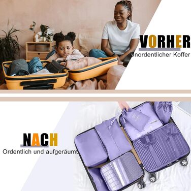 Органайзер для валізи, набір 10 шт. Packing Cubes, аксесуари для подорожей, косметичка, набір для валізи (фіолетовий)