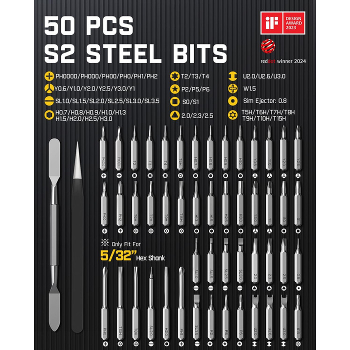 Fanttik E1 MAX: Набір прецизійних викруток 50 в 1 з акумулятором, 2 швидкості, для ремонту iPhone, ноутбуків, окулярів