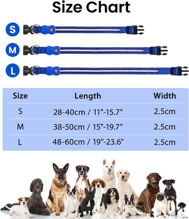 Світлодіодна нашийник для собак ASBRILL з підзарядкою, 7 кольорів RGB, 8 світлодіодів, регульований, вологостійкий, для малих, середніх та великих собак (S, Blue)
