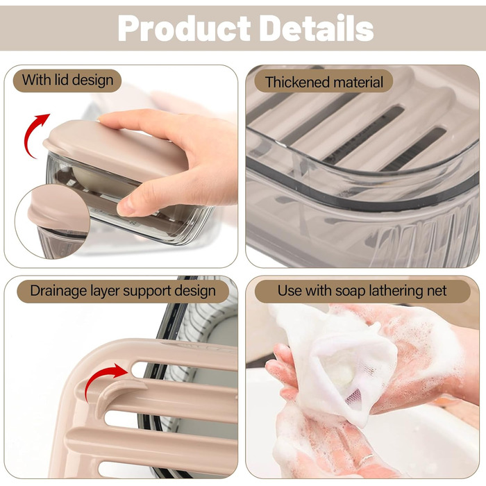 Водонепроникний контейнер для мила з 2 мішечками для мила, велика мильниця з кришкою для подорожей, ванної кімнати, душу, кемпінгу