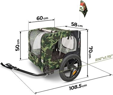 Фаркоп для собак на велосипед, велосипедний фаркоп для собак, з прапорцем та ременем, складаний та легкий у зберіганні в багажнику, кольори: червоний, пісочний, м'ятний, фіолетовий, військовий синій, військовий зелений