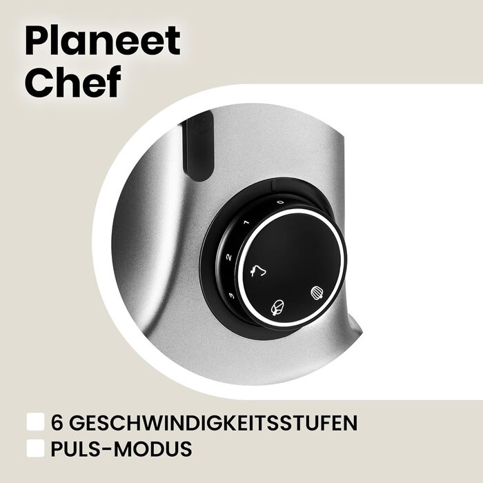 Кухонна машина ZEEGMA Planeet Chef: потужний міксер з чашею 6.5 л, 2200W, 7 швидкостей, для тіста та інших продуктів