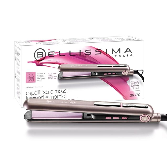 Плойка для волосся Bellissima Creativity B9 300 – створення прямих та хвилястих зачісок, керамічне покриття, сіро-фіолетовий колір, регулювання температури 150-230°C, швидкий нагрів