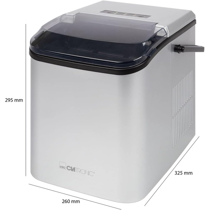 Машина для приготування льоду Clatronic EWB 3785 Silver | Швидке приготування, самоочищення, 1.5 л резервуар | 12 кг/24 год