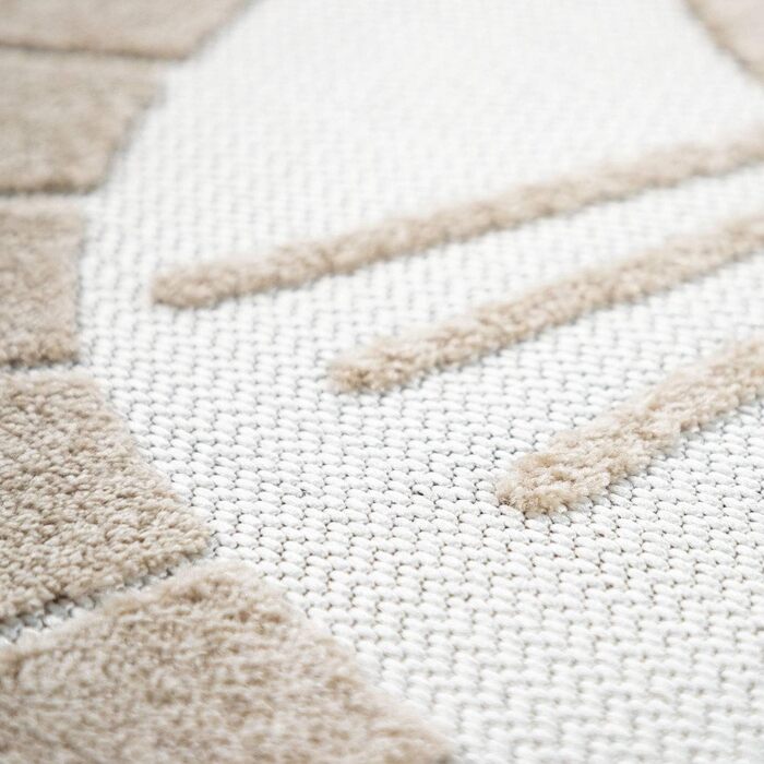 Paco Home Kids Rug Children's Room Outdoor Rug Round Play Rug Modern 3D Effect, Size: Ø 120 cm Round, Color: Beige