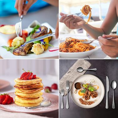 Набір столових приборів Aoeeppa на 6 осіб (30 предметів), нержавіюча сталь, дзеркальна поліровка, для дому, кухні, ресторану, придатний для миття в посудомийній машині (сріблястий)