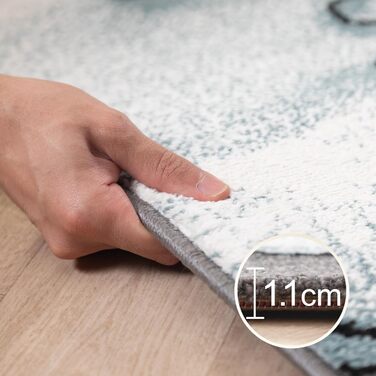 Дитячий килим круглий Elefant Design, короткий ворс, блакитно-сірий 120 см для хлопчиків та дівчаток. Антиалергенний, м'який килим в дитячу кімнату