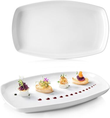 Набір сервірувальних тарілок Sänger Bilgola (2 шт.) – порцелянові тарілки білого кольору 23 x 34 см для м'яса, риби та закусок | PREMIUM COLLECTION