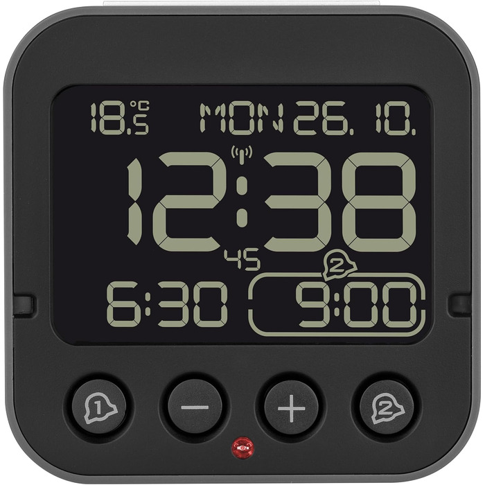 TFA Dostmann Bingo 2.0 Digital Radio Clock, 60.2552.01, High Accuracy, Radio Clock, Temperature Display, Date, L 95 x W 41 x H 96 mm White Numerals