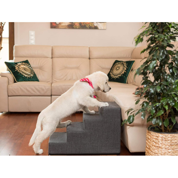 Сходинка для собак та котів Tiertreppen - пандус з 4 сходинок, сірий, висота 40 см