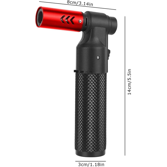 Заправний газовий запальник Jet, регульований, вітростійкий, кухонний пальник, подарунок для чоловіків, гриль, кемпінг, кухня (бутан-газ не входить) (Червоний)