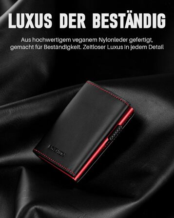 Чоловічий гаманець з RFID-захистом та відділенням для монет, Smart Wallet з вікном для документів, шкіряний гаманець для карт (чорно-червоний)