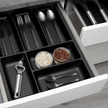 Вставка для столових приборів ORGA-BOX 3, 473x341 мм, антрацитова, з текстурою Canvas, для шухляд 45 см (Nobilia з 08.2012)