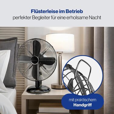 Вентилятор ProfiCare® з поворотом, 35W, Ø 30 см, 3 швидкості, тихий, чорний | PC VL 3063 M