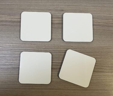 MDF coaster, blank, cork base, 9 x 9 cm, white, blank, square, 50 pieces