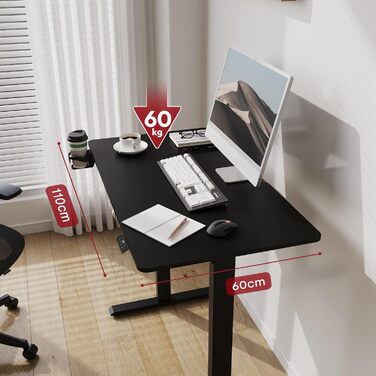 SANODESK Регульований стіл 200x80 см, електричний, з пам'яттю, для комп'ютера, чорний