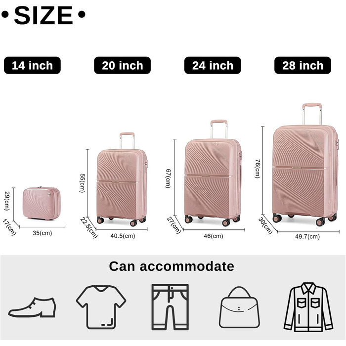 Набір валіз British Traveller: рожевий, з TSA-замком, 3 шт. (100% PP)