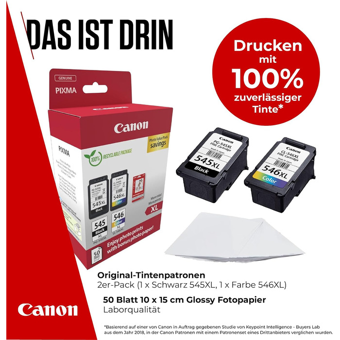Комплект оригінальних картриджів Canon PG-545XL та CL-546XL FINE XL з фотопапером, нова упаковка 2024